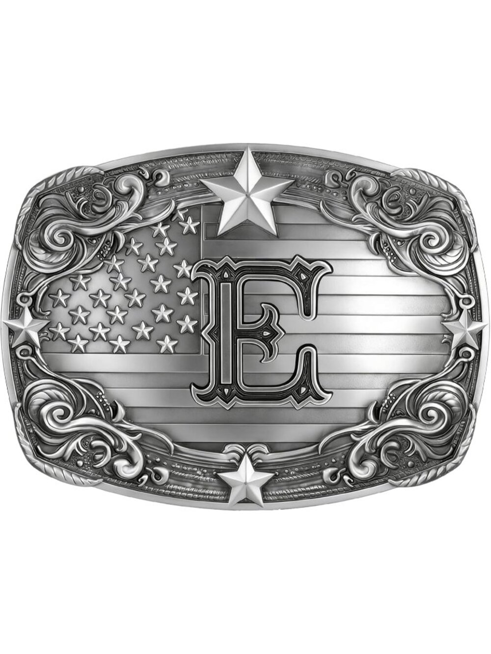 Men E Vintage Western Buckle Initial Letter Cowboy Belt